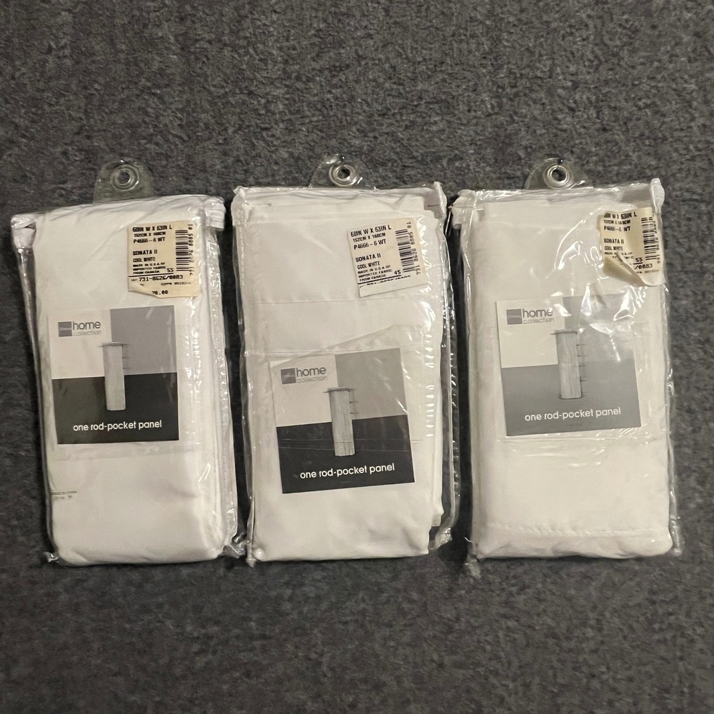 JCPenney Home Collection Sonata II Rod Pocket Curtains 3 Panels 60x63 Cool White